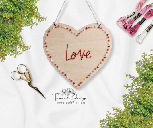 Wood Embroidery Kit - Heart Shape