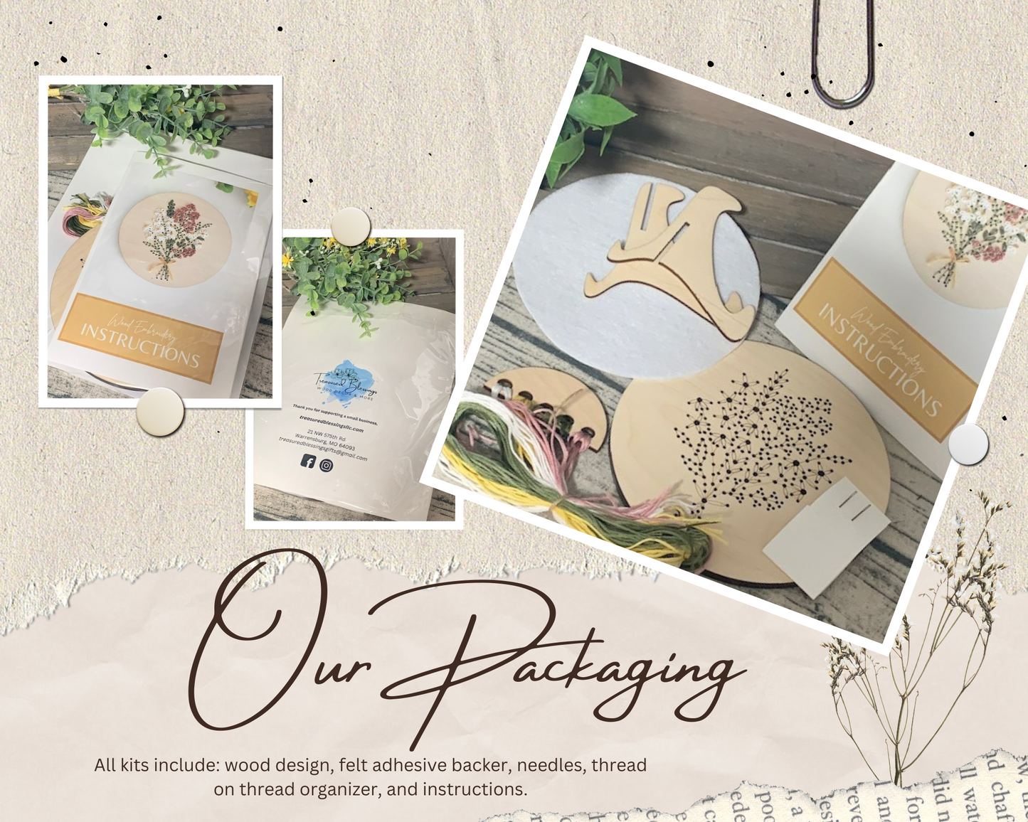 Wood Embroidery Kit - Heart Shape