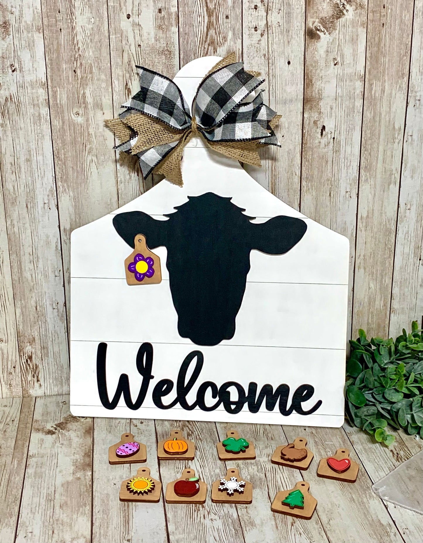 Welcome Interchangeable Cow Head Tag
