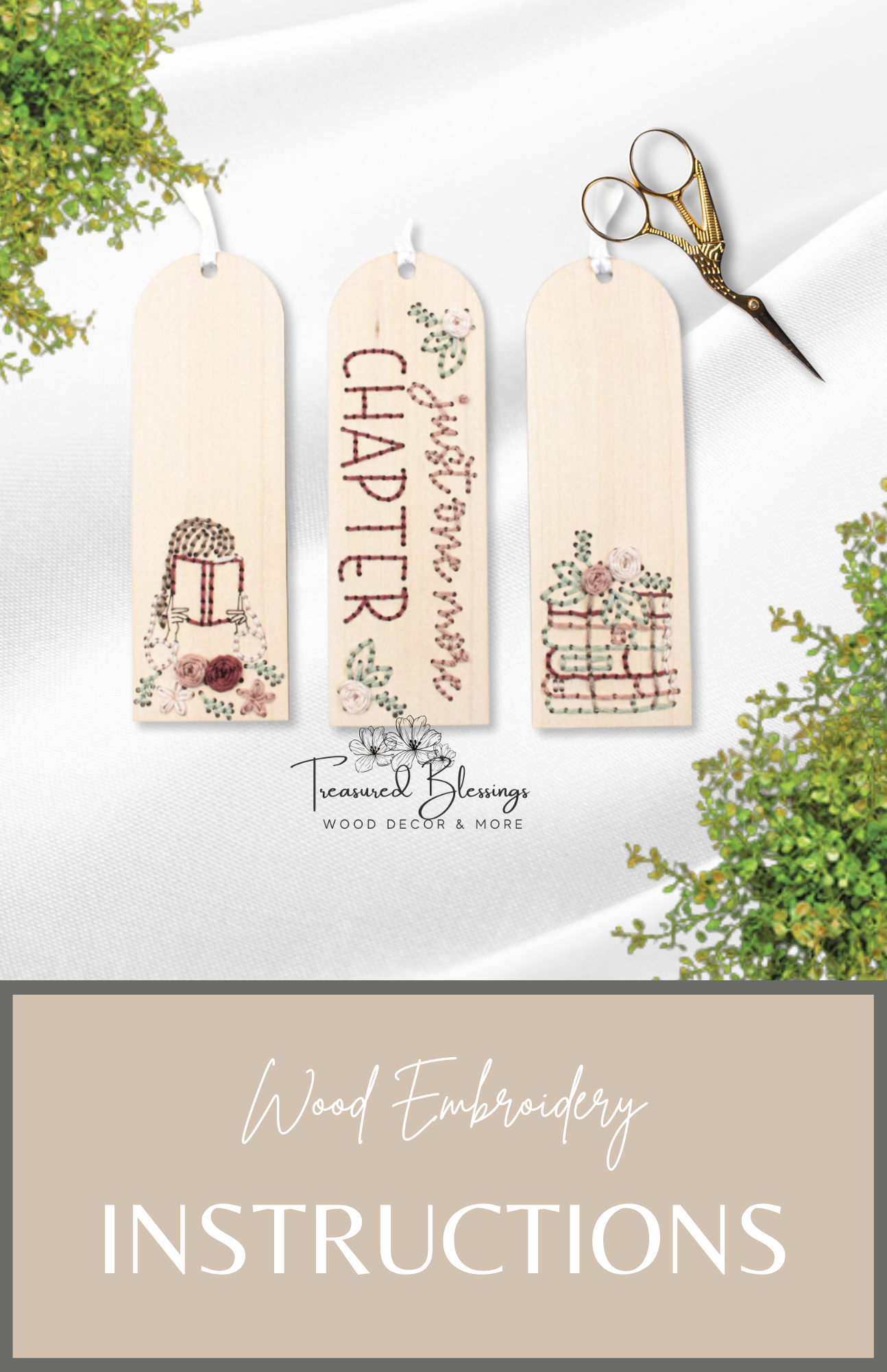 Wood Embroidery Kit - Book Lover Bookmarks