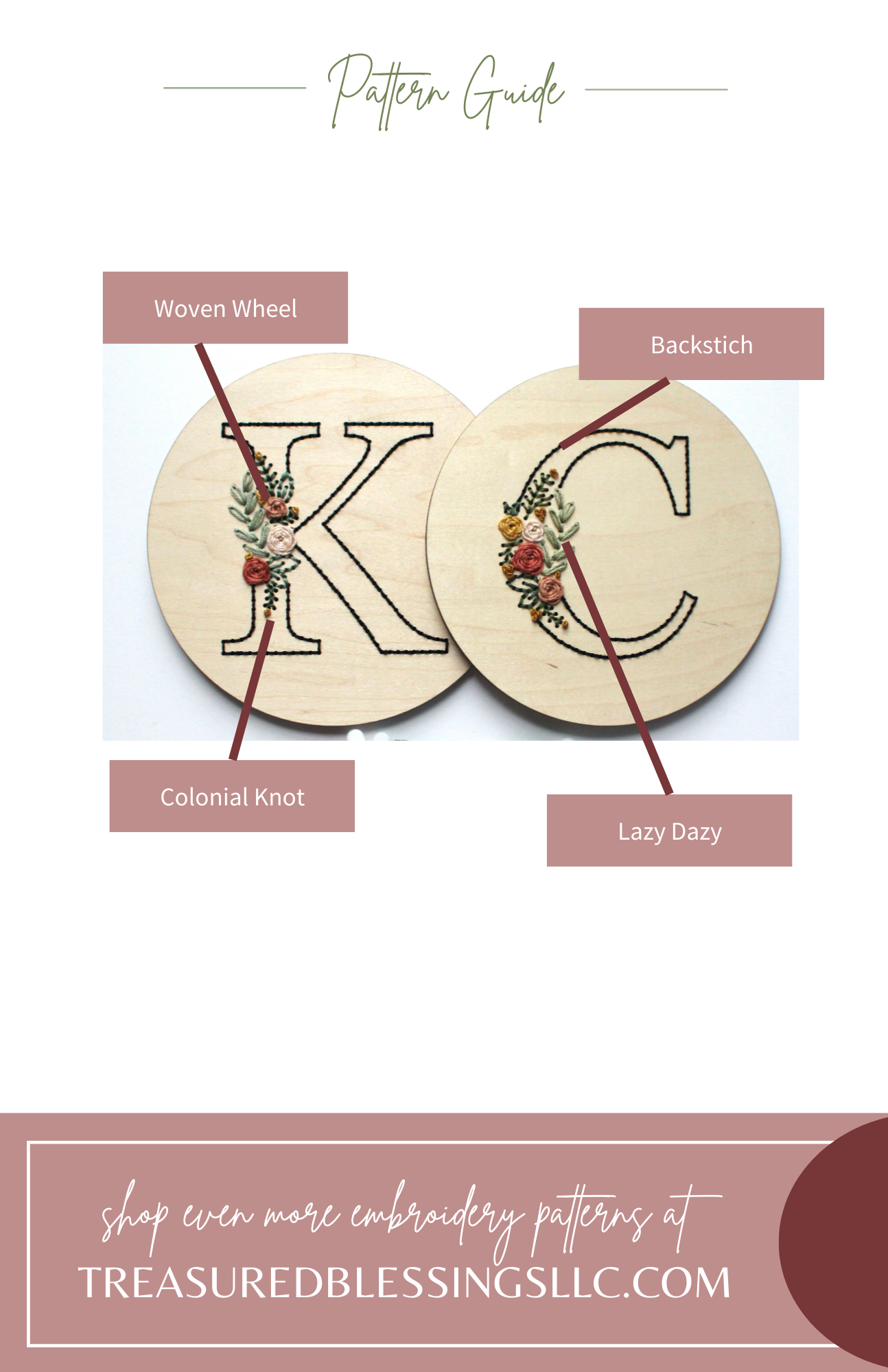 Wood Embroidery Kit - Floral Alphabet