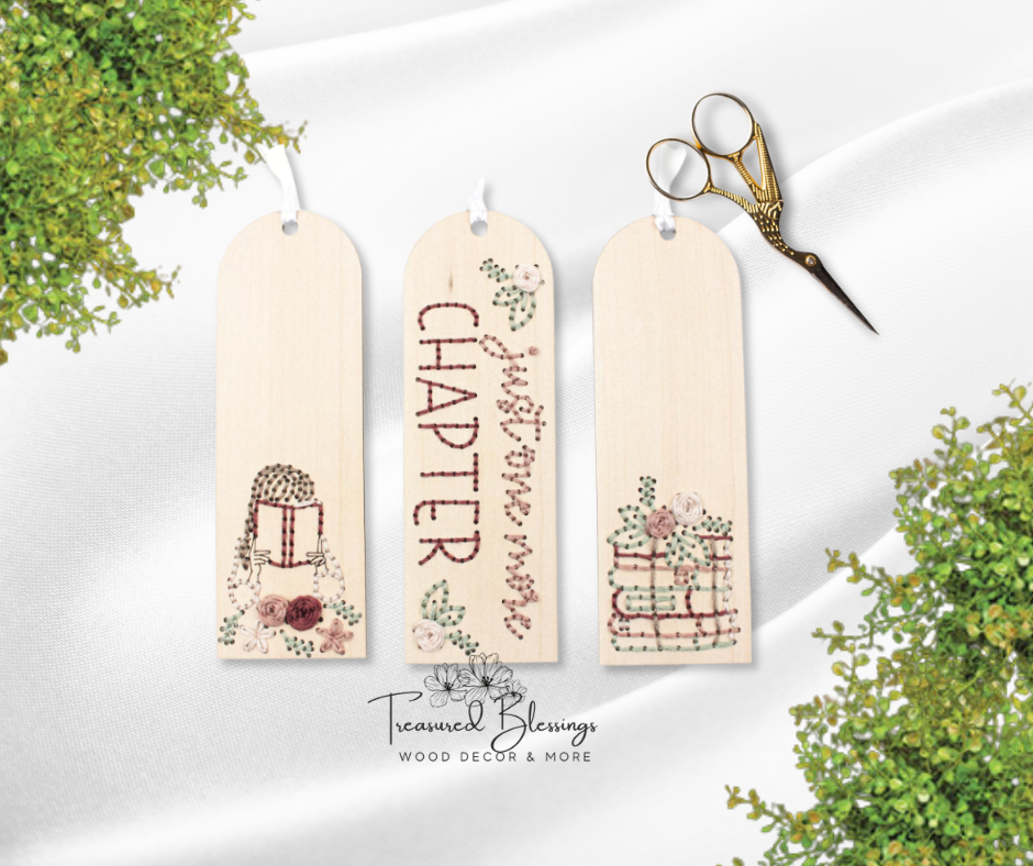 Wood Embroidery Kit - Book Lover Bookmarks