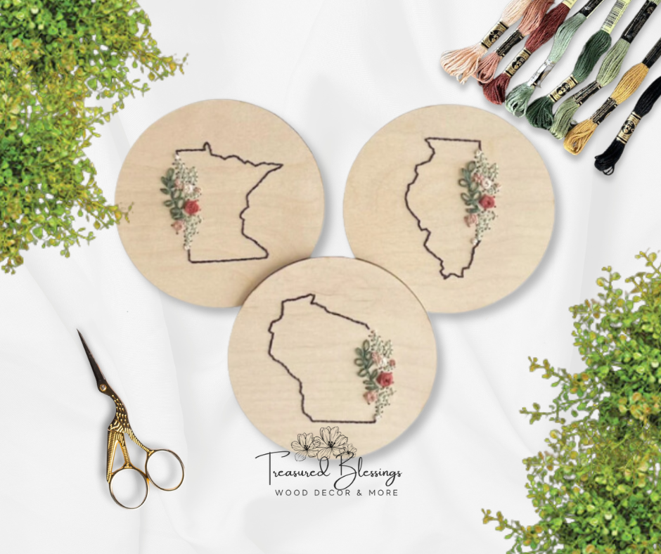 Wood Embroidery Kit - Floral State