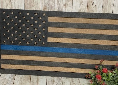 Blue Line & First Responder American Flag