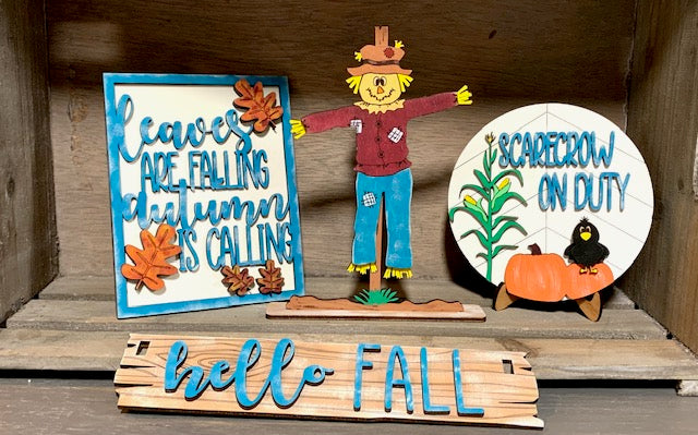 Hello Fall Scarecrow Interchangeable Set for Wagon/Crate/Raised Shelf