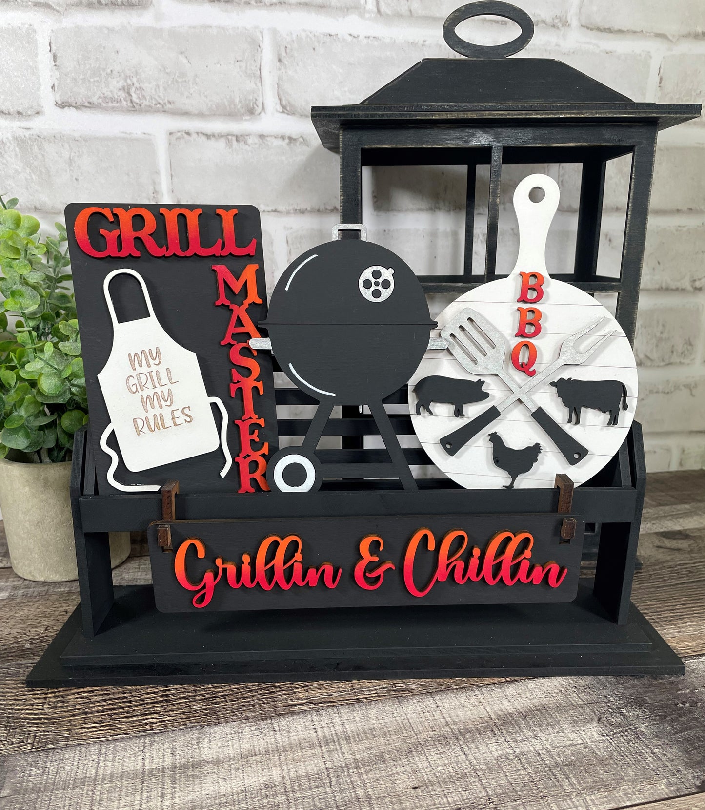 BBQ Grillin & Chillin Interchangeable Set for Wagon/Crate/Raised Shelf