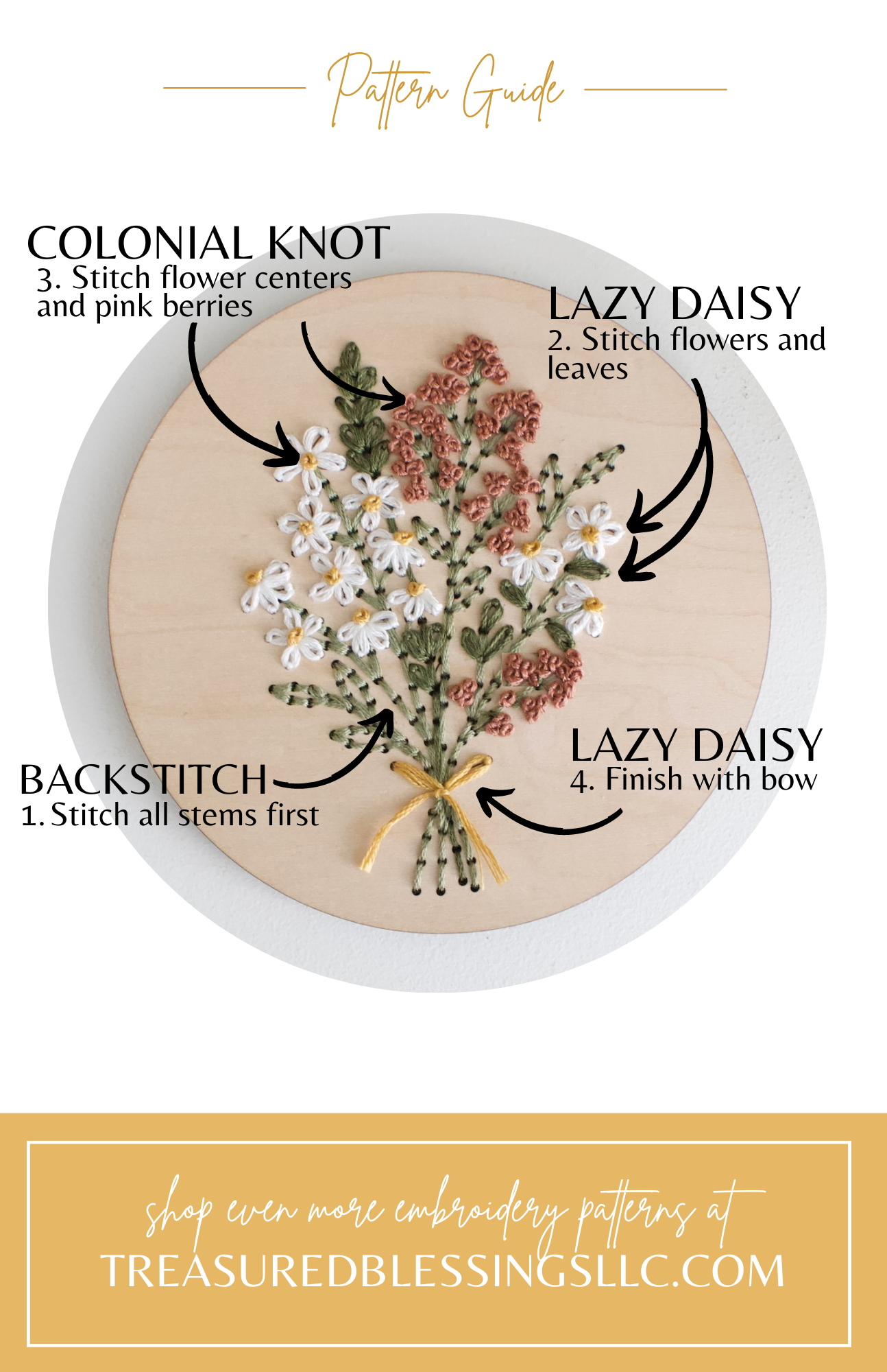 Wood Embroidery Kit - Daisy Bouquet