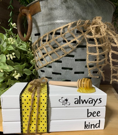 Always Bee Kind Wood Stacked Books
