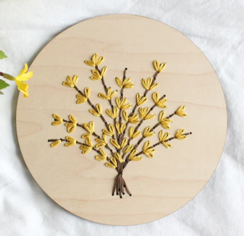 Wood Embroidery Kit - Forsythia