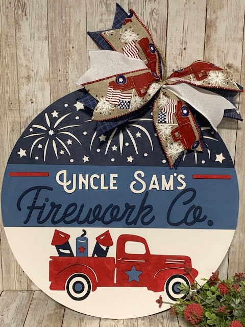 Uncle Sam's Firework Co Door Hanger