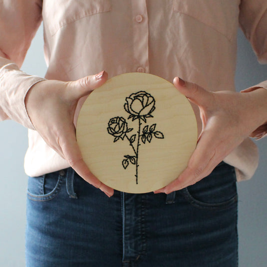 Wood Embroidery Kit - Rose