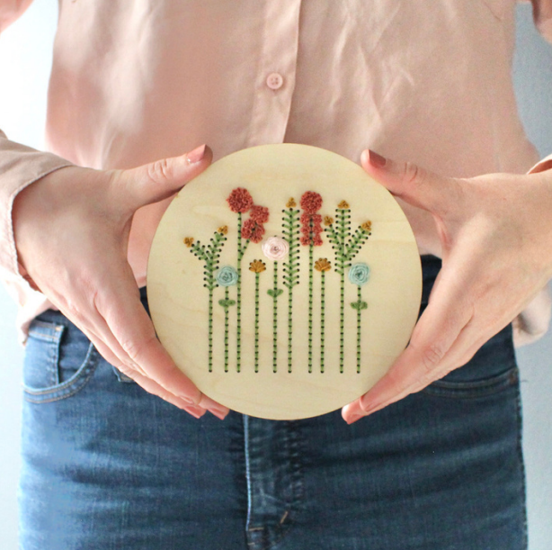 Wood Embroidery Kit - Spring Time Flowers