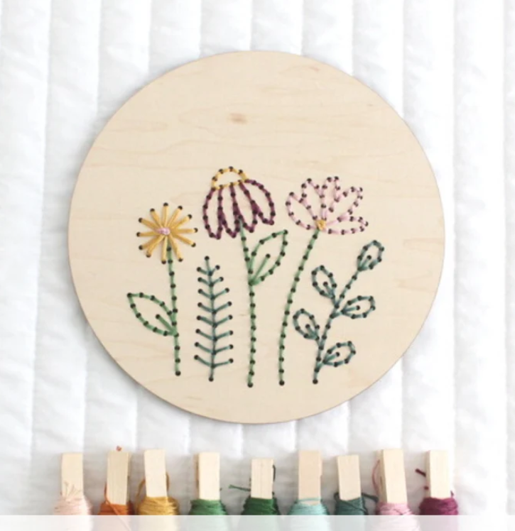 Wood Embroidery Kit - Field of Flowers – Treasured Blessings, LLC