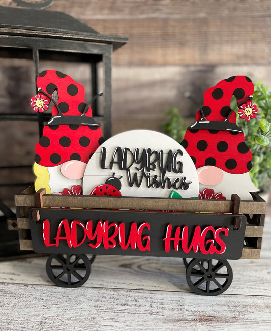 Lady Bug Gnome Interchangeable Set for Wagon/Crate/Raised Shelf