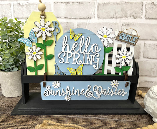Hello Spring Daisies Interchangeable Set for Wagon/Crate/Raised Shelf