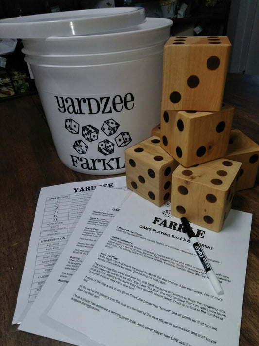Yardzee/Farkle Outdoor Game - Complete with Bucket & Lid (PICK UP ONLY)